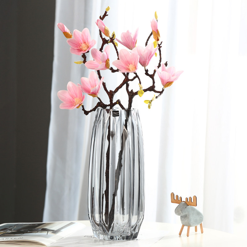 创意大号玻璃瓶透明彩色水培富贵竹百合玫瑰竖棱花瓶客厅插花摆件,淘宝优惠券,粉丝福利购,淘宝优惠卷