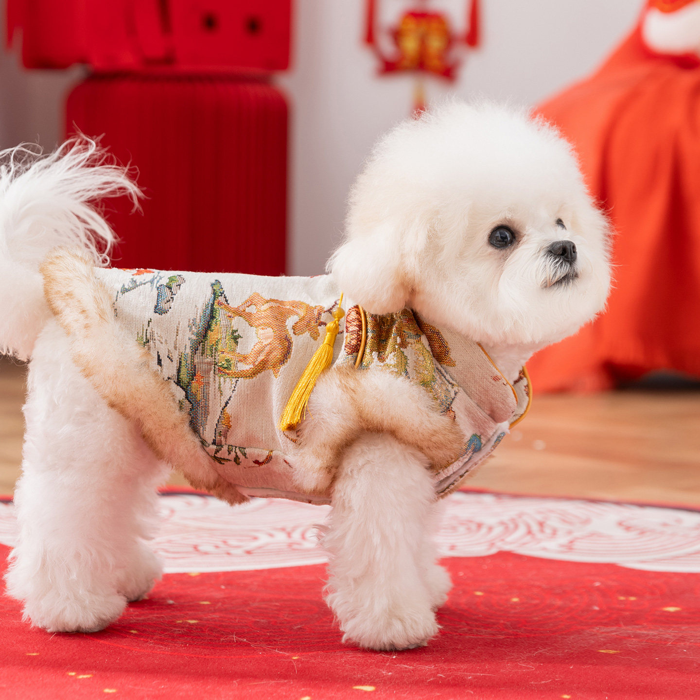 狗狗衣服新年福气马甲加厚保暖比熊泰迪小型犬秋冬天喜庆宠物唐装,淘宝优惠券,粉丝福利购,淘宝优惠卷