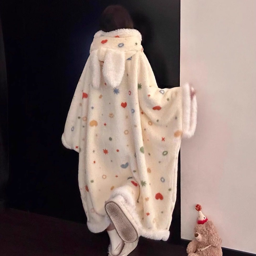 可爱卡通米菲兔珊瑚绒睡袍女连帽加绒加厚斗篷睡裙家居服睡衣,淘宝优惠券,粉丝福利购,淘宝优惠卷