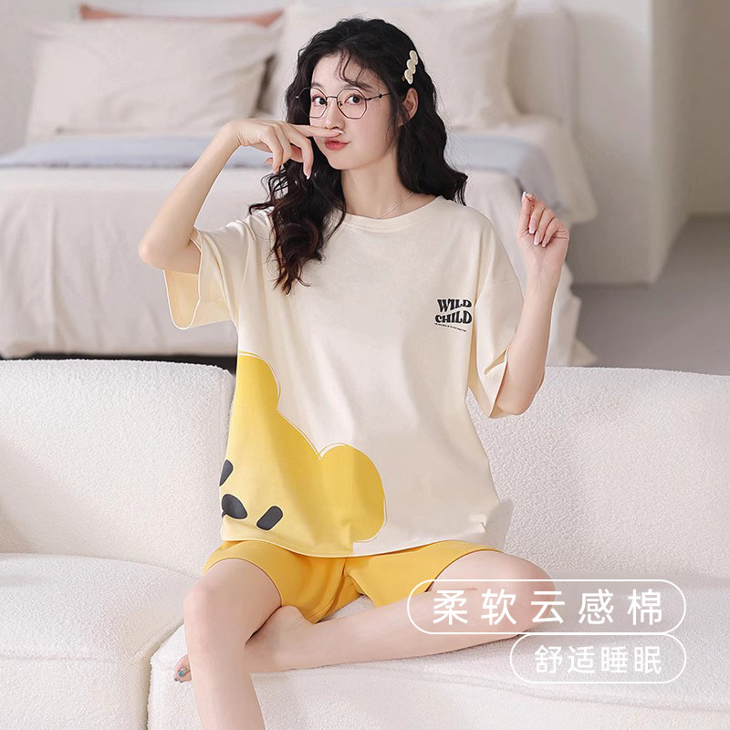 猫人女士青春休闲款纯棉轻薄睡衣 猫人宏展睡衣/家居服套装