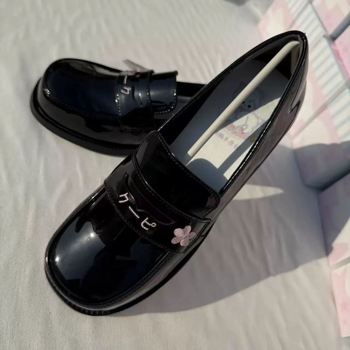 原创Lolita绣花乐福鞋圆头平底jk中跟制服鞋日系百搭2025夏季女鞋 - 图0