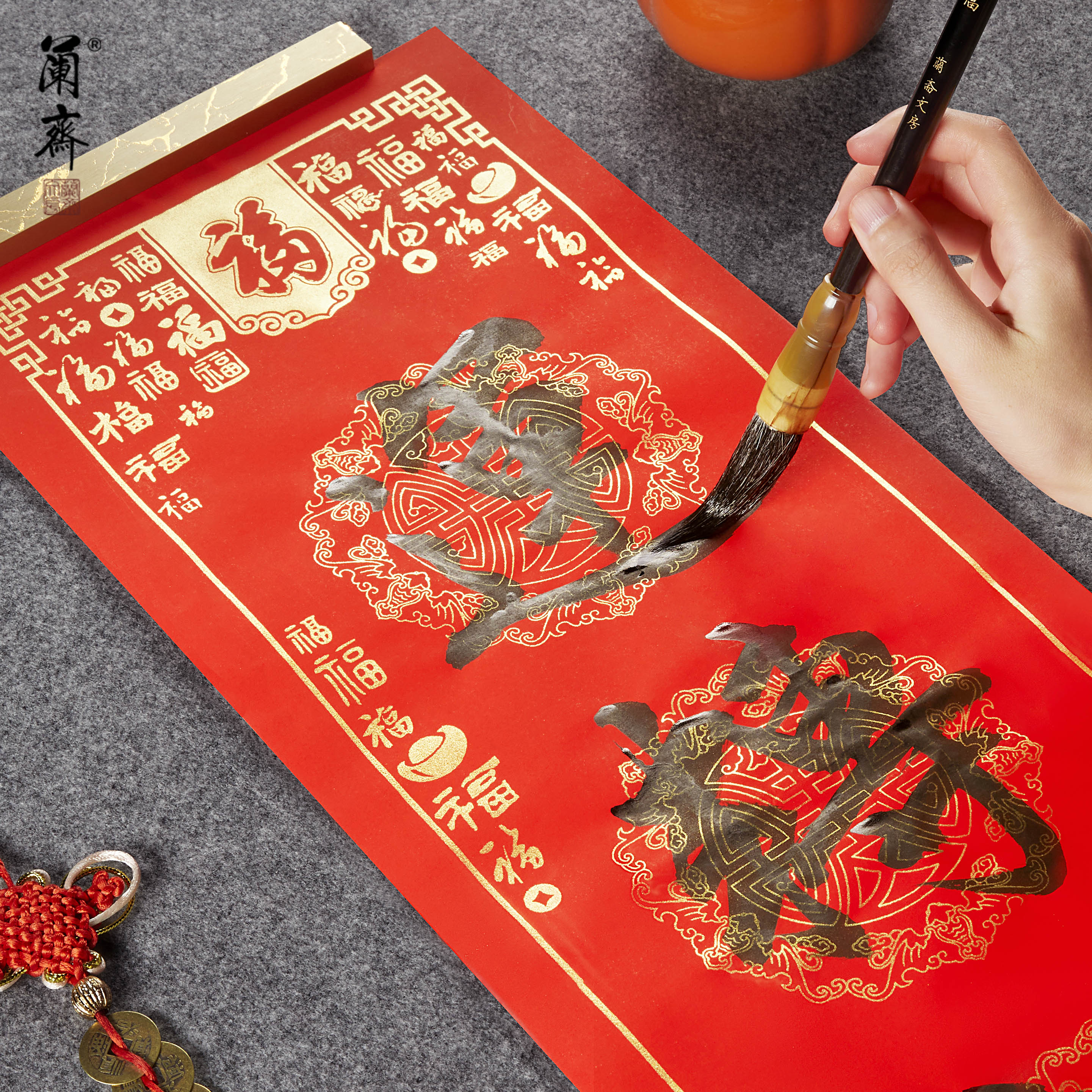 春节对联万年红新款斗方春联2026马年加厚蜡染手写空白红纸专用加厚春联纸结婚书法毛笔新年过年七言自写福字