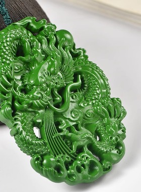 绿色桃木实木飞龙吊坠挂件木头十二生肖木质龙吉祥物装饰工艺品