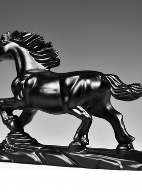 黑色木马摆件实木质雕刻十二生肖