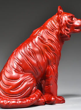 红色木头老虎摆件十二生肖吉祥物