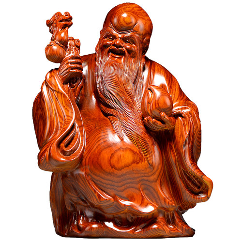 花梨实木质老寿星公寿翁摆件红木家居装饰生日祝寿贺寿礼品工艺品 - 图3