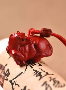 枣红色木马生肖吊坠挂件桃木生肖五行项链吊坠手链钥匙链实木雕刻