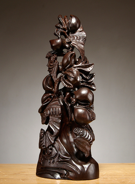 实木雕刻葫芦家居客厅五福临门