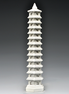 白色木雕13层文昌塔摆件实木