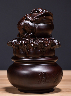 雕刻金蟾家居客厅乔迁送礼摆件