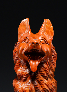 木质雕刻生肖狗家居客厅工艺品
