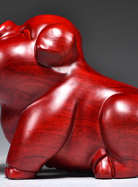 红色木头小猪摆件十二生肖吉祥物