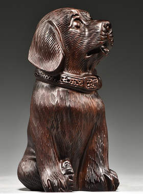 黑檀木雕狗摆件实木质动物雕刻十二生肖狗家居酒柜装饰红木工艺品