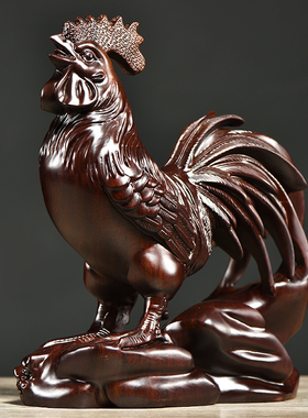 木头鸡摆件十二生肖大公鸡吉祥物