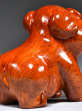 花梨木雕猪摆件大号实木质生肖猪