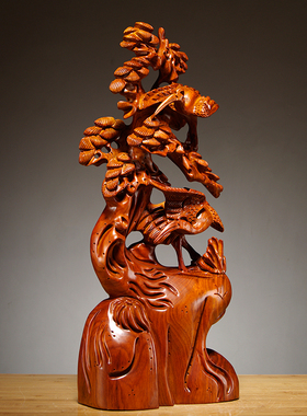 松鹤延年根雕家居客厅贺寿工艺品