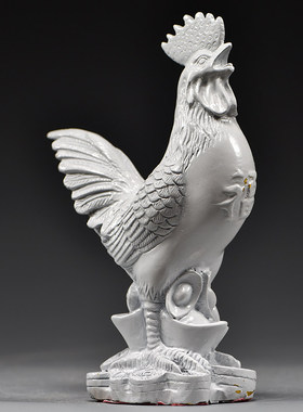 白色金属公鸡摆件十二生肖鸡家居客厅办公室电视柜装饰品工艺品
