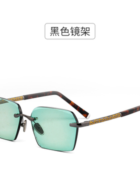 墨绿真水晶石太阳镜无框送检测卡