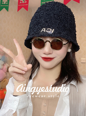 金属茶色复古圆形墨镜男圆框小眼镜女个性偏光太阳镜防紫外线夏季