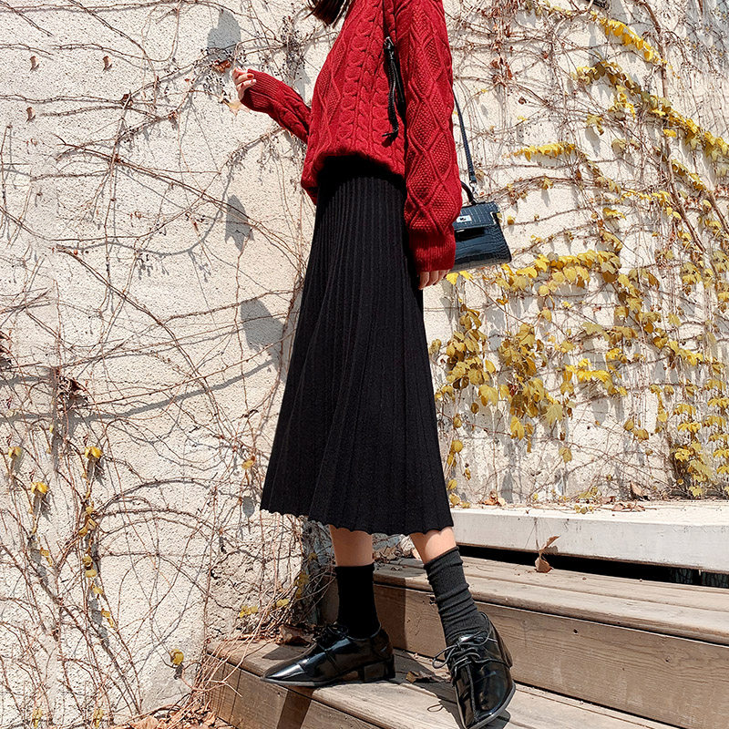 针织2020秋冬季新款配毛衣半身裙 姿贝奴半身裙