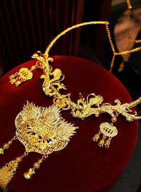 新款中式新娘金色项圈古风汉服龙凤褂高级项圈婚礼造型精致配饰品