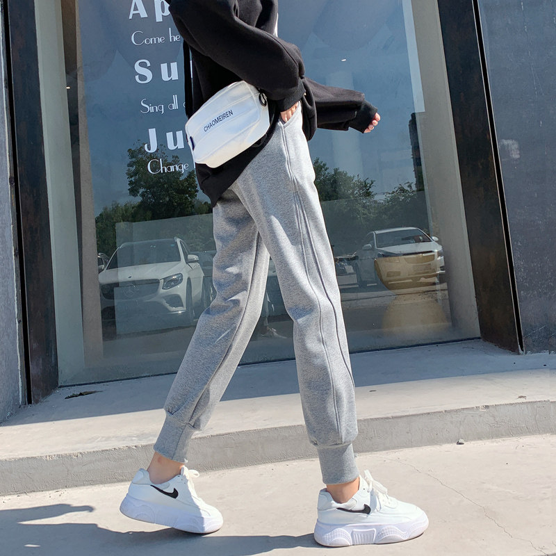 加绒秋冬季外穿宽松束脚休闲裤子 漫在路上休闲裤