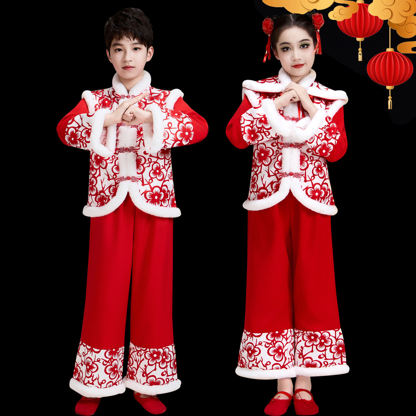 2025新款元旦儿童秧歌服开门红演出服冬季幼儿民族喜庆拜年打鼓服,淘宝优惠券,粉丝福利购,淘宝优惠卷