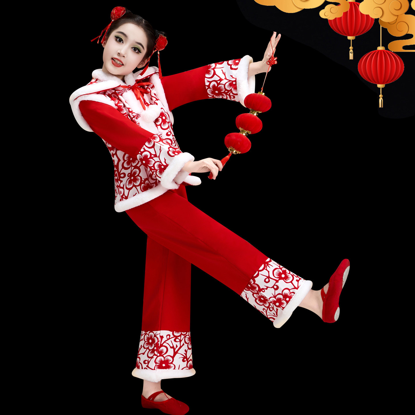 2025新款元旦儿童秧歌服开门红演出服冬季幼儿民族喜庆拜年打鼓服,淘宝优惠券,粉丝福利购,淘宝优惠卷