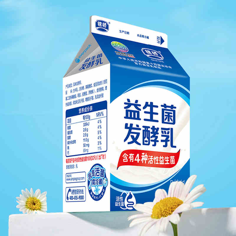 银桥大屋活性益生菌发酵生牛乳奶酸牛奶饮品整箱436g*6盒大房子 - 图1