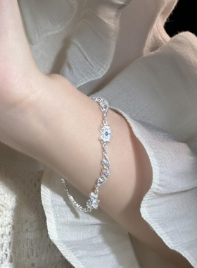 足银990蝴蝶结纯银手链女甜美蝴蝶结手链小众设计轻奢送女友礼物