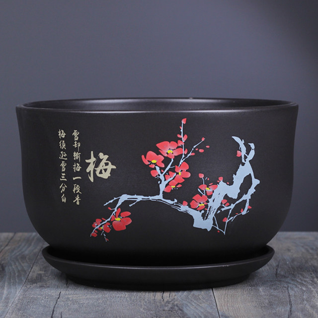 Flower Pot Ceramic With Tray Extra Large Clearance