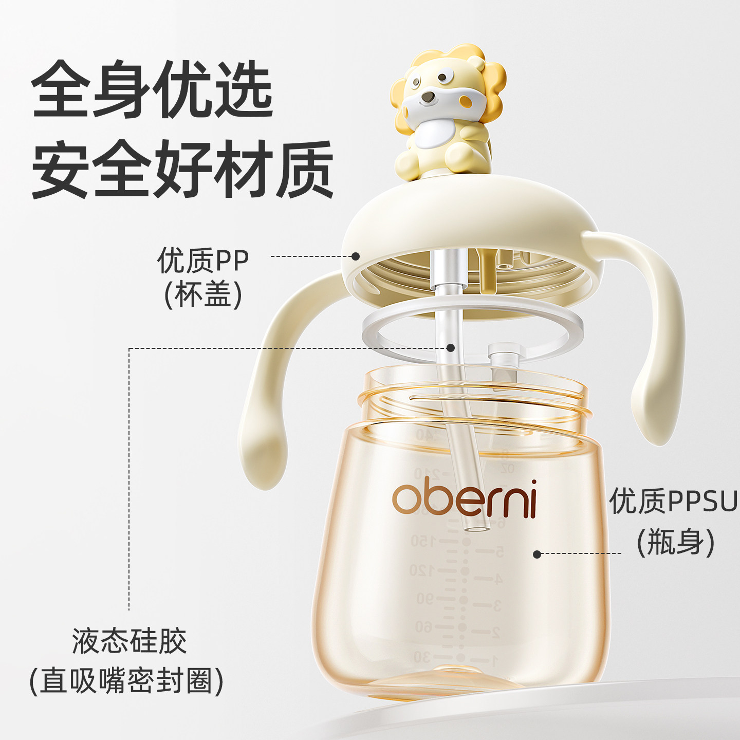 欧贝妮牛奶杯PPSU防摔大容量带刻度8个月以上1-2-3岁儿童喝奶喝水,淘宝优惠券,粉丝福利购,淘宝优惠卷