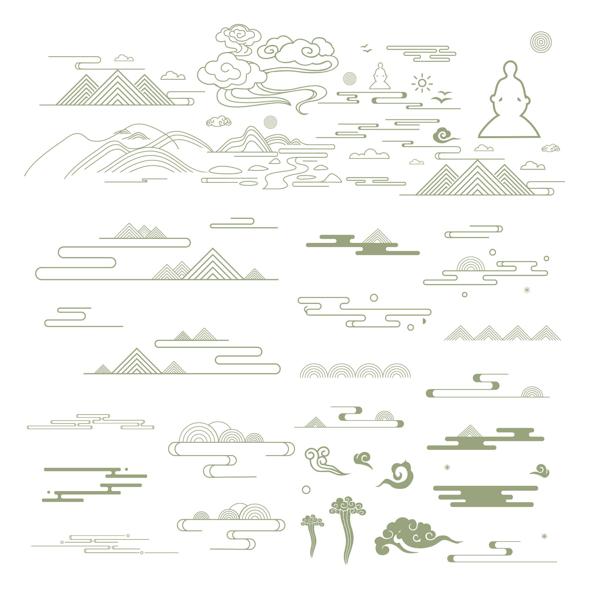 茶叶包装辅助图形国潮传统纹样民族平面设计图案插画ai矢量设计稿