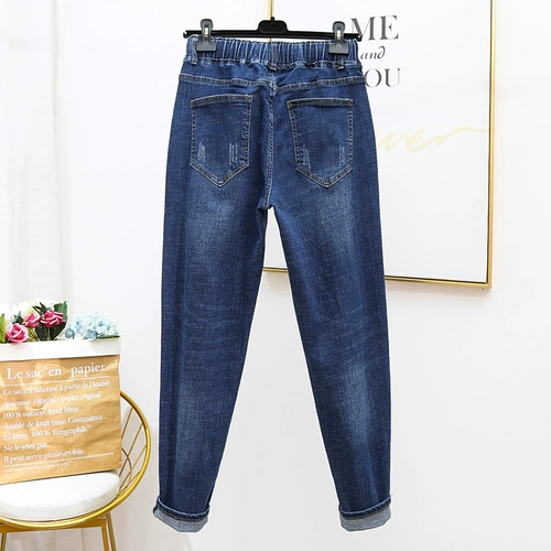 Утепленные эластичные джинсы, приталенные штаны, большой размер, высокая талия, подходит для полных девушек