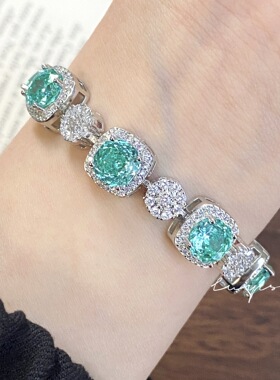 时尚轻奢八角千禧玫瑰切坦桑蓝手链镶嵌高碳钻玫瑰花帕拉伊