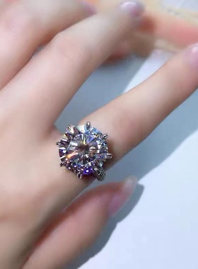 闭口6.5克拉八心八箭镀PT950群镶满钻仿进口莫桑钻戒指女结婚