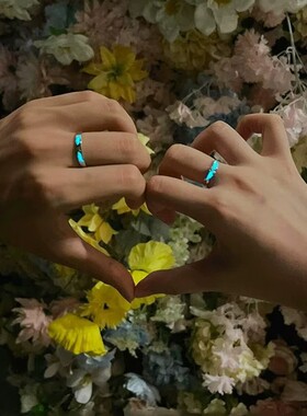 天使之翼荧光情侣戒指ins风小众设计时尚高级感男女一对戒送女友