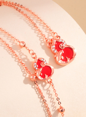 招财葫芦项链女轻奢小众红色锦鲤锁骨链时尚简约民族风套装饰品