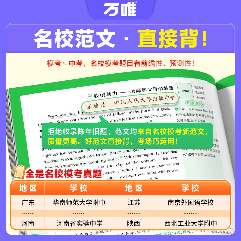 2025万唯中考英语满分作文初中新概念英语阅读作文示范大全七八九年级上下册范文精选学霸作文书素材模板资料全套写作初一二三