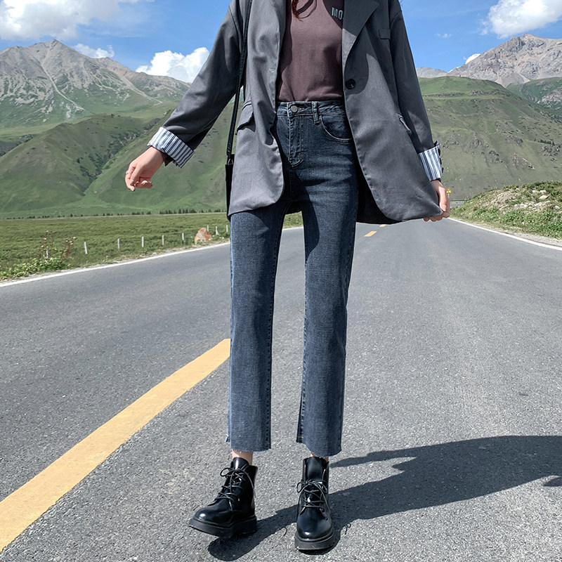 高腰女秋装2020新款百搭直筒裤子 caiwinking牛仔裤