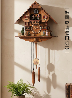 复古欧式木质布谷鸟光报时挂钟