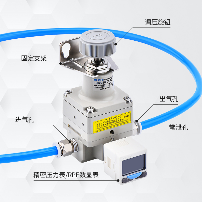 BLCH百灵气动精密调压阀高压气体减压气压IR2020调节阀数显稳压阀 - 图1