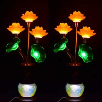 Lotus lamp Buddha for lamp home 7-color plug-in electric five pint glazed for Buddhist light a pair of temples Crystal led long Ming light