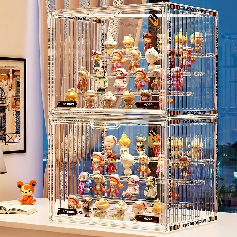 亚克力透明展示盒奥特曼亚克力透明防尘手办磁吸泡泡玛特模型多层 - 图0