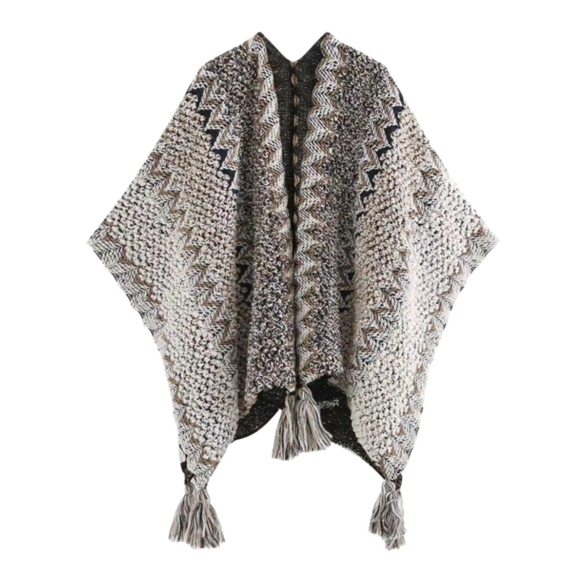 镂空针织防晒开衫披肩女外搭2025新款配裙子旗袍罩衫民族风斗篷 - 图3