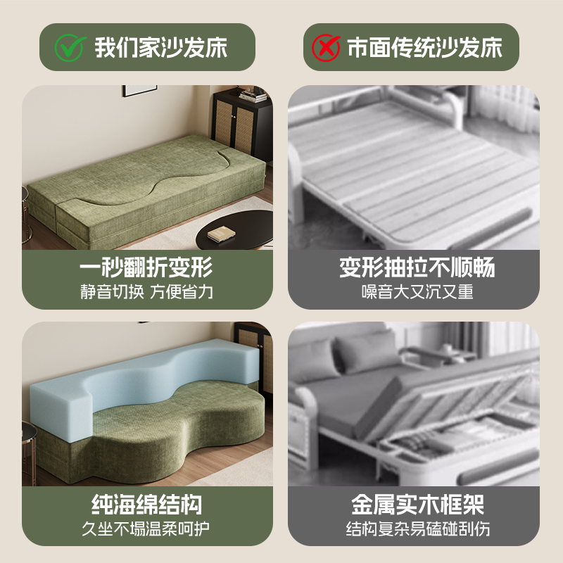 模块压缩折叠沙发床一体两用新款小户型卧室客厅单双人懒人榻榻米 - 图2