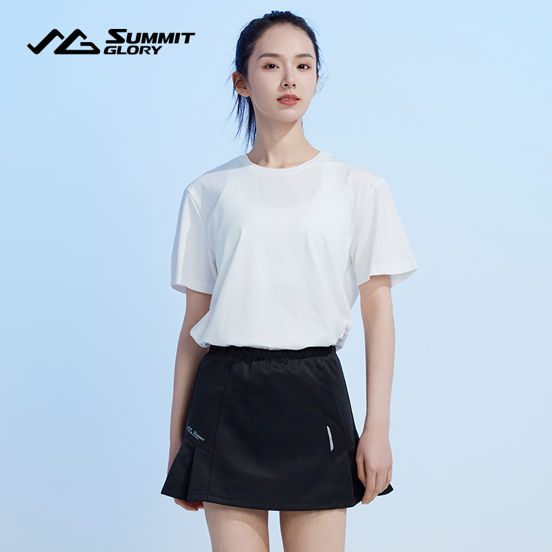 【专柜同款】揽胜天下纯色简约短袖女户外运动圆领T恤男  MD4758