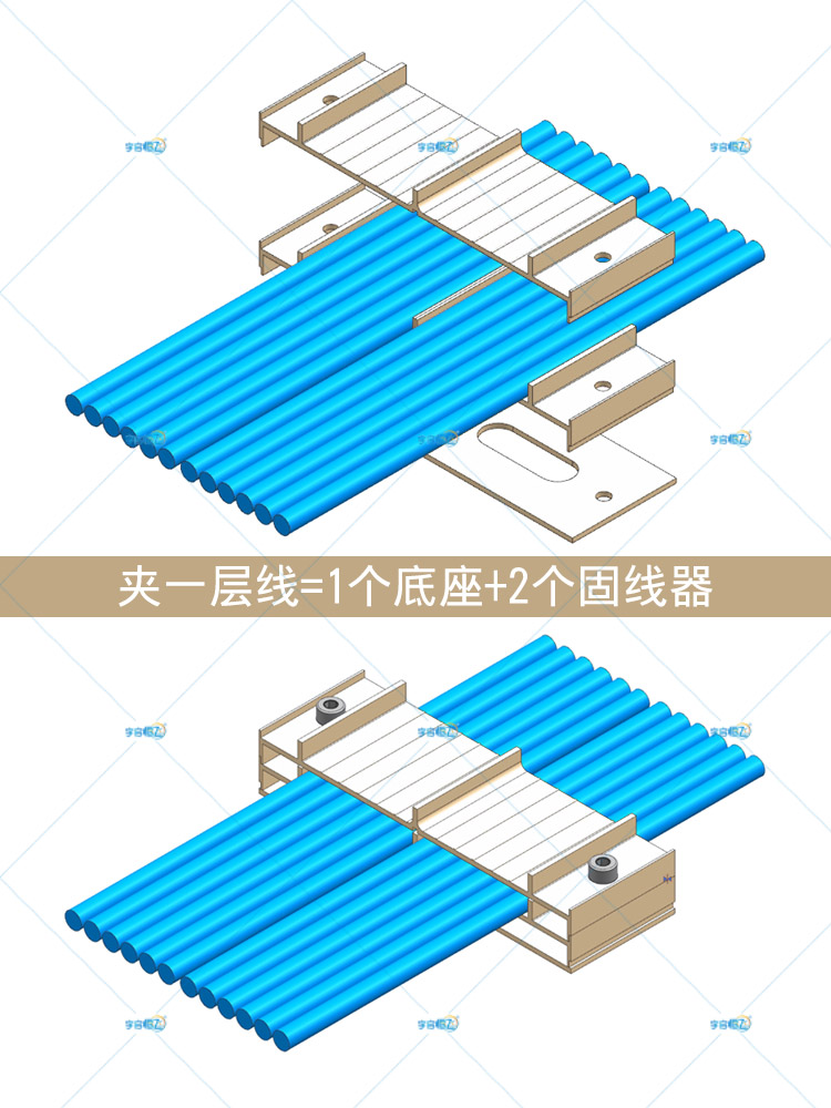 YQHF/宇启恒飞铝合金固线器综合布线机房走线架桥架机柜上走线塑料彩色排线夹网线分层固定束线器理线神器-图1