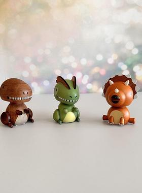 台湾jeancard恐龙实木质车载摇头弹簧摆件饰品生日礼物森活趣创意