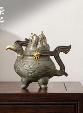碌心 三星堆太阳神鸟圣木炉 陶瓷家用室内鼠尾草雪松香薰炉子摆件